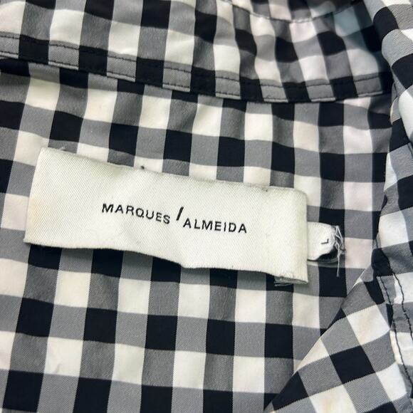 Women’s Marques Almeida black white check long sleeve blouse top size large - Picture 3 of 10